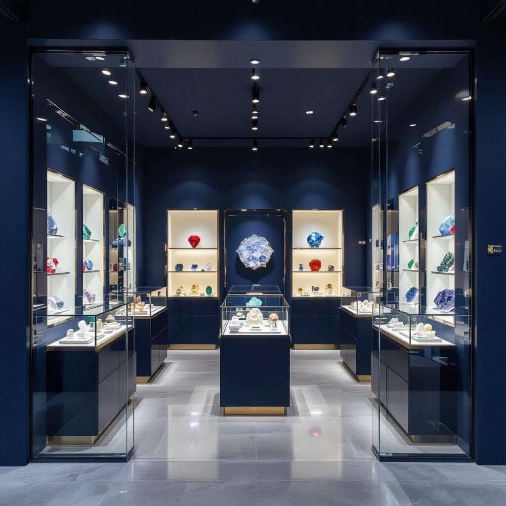 Modern Navy Gemstone Gallery Interior Design