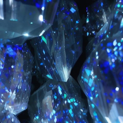 Glittering Blue Crystal Cave in Hyperrealistic 8k