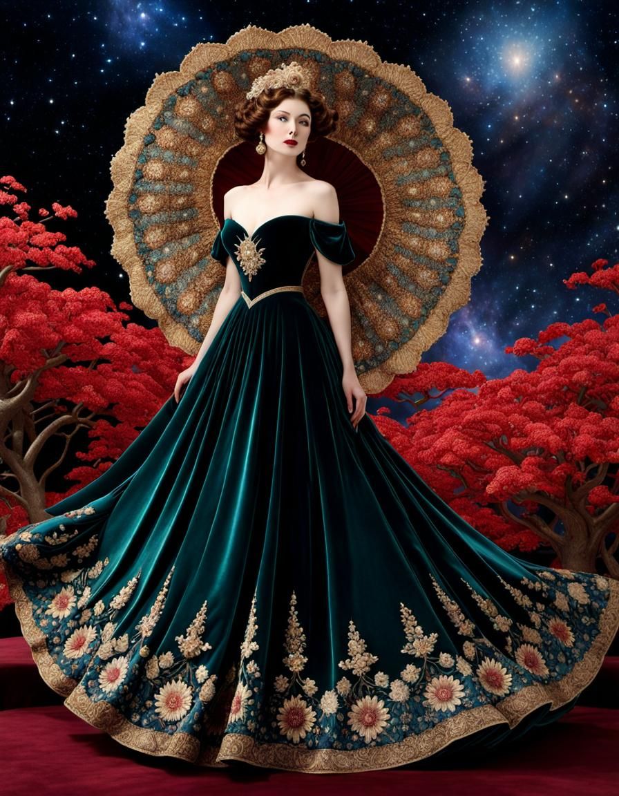 Stardust Gown: A Dreamlike Illustration