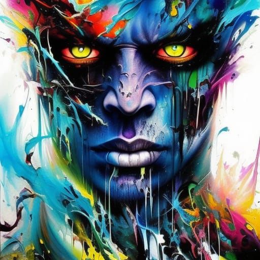 Badass Demon Soul Portrait in Acrylic Gouache