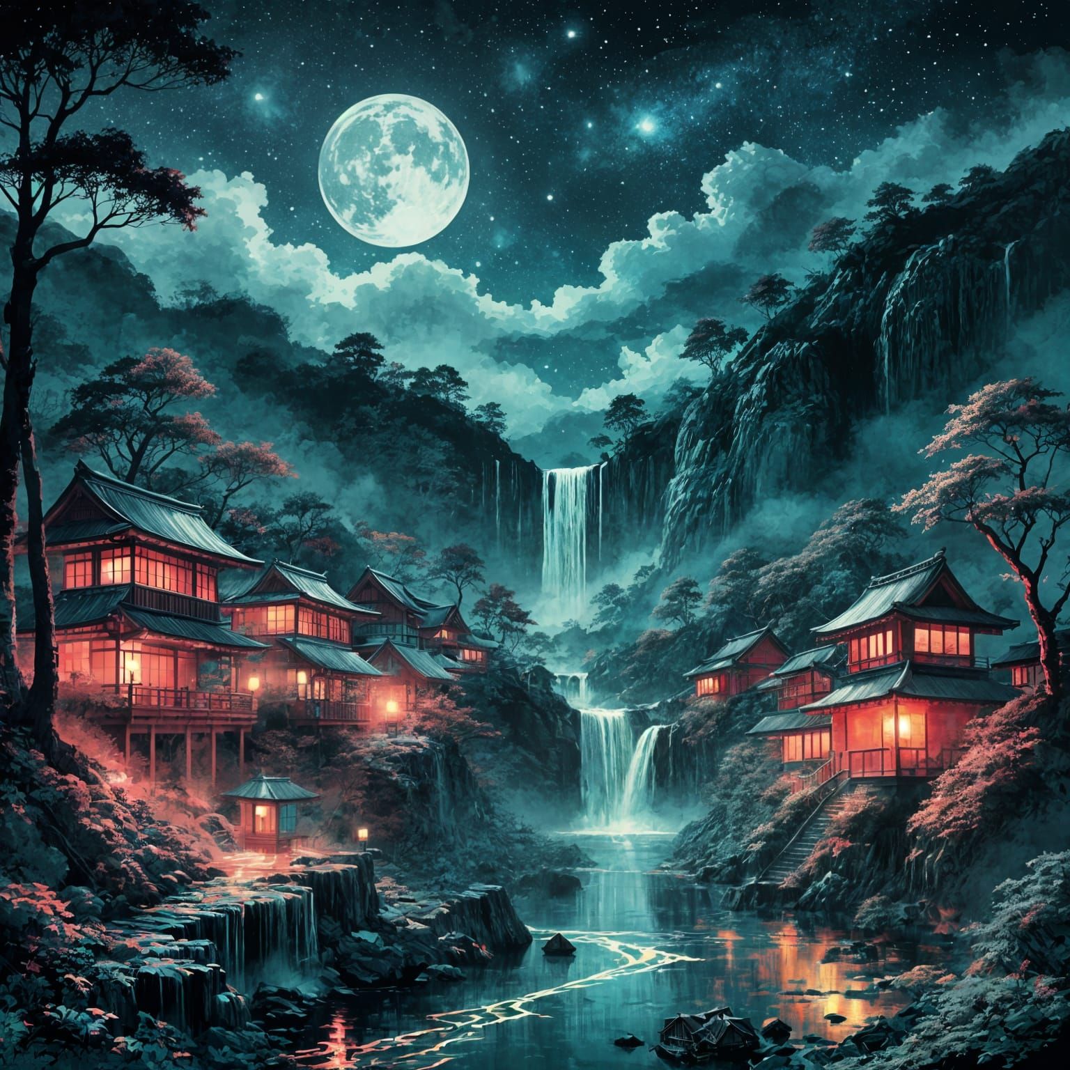Waterfall village