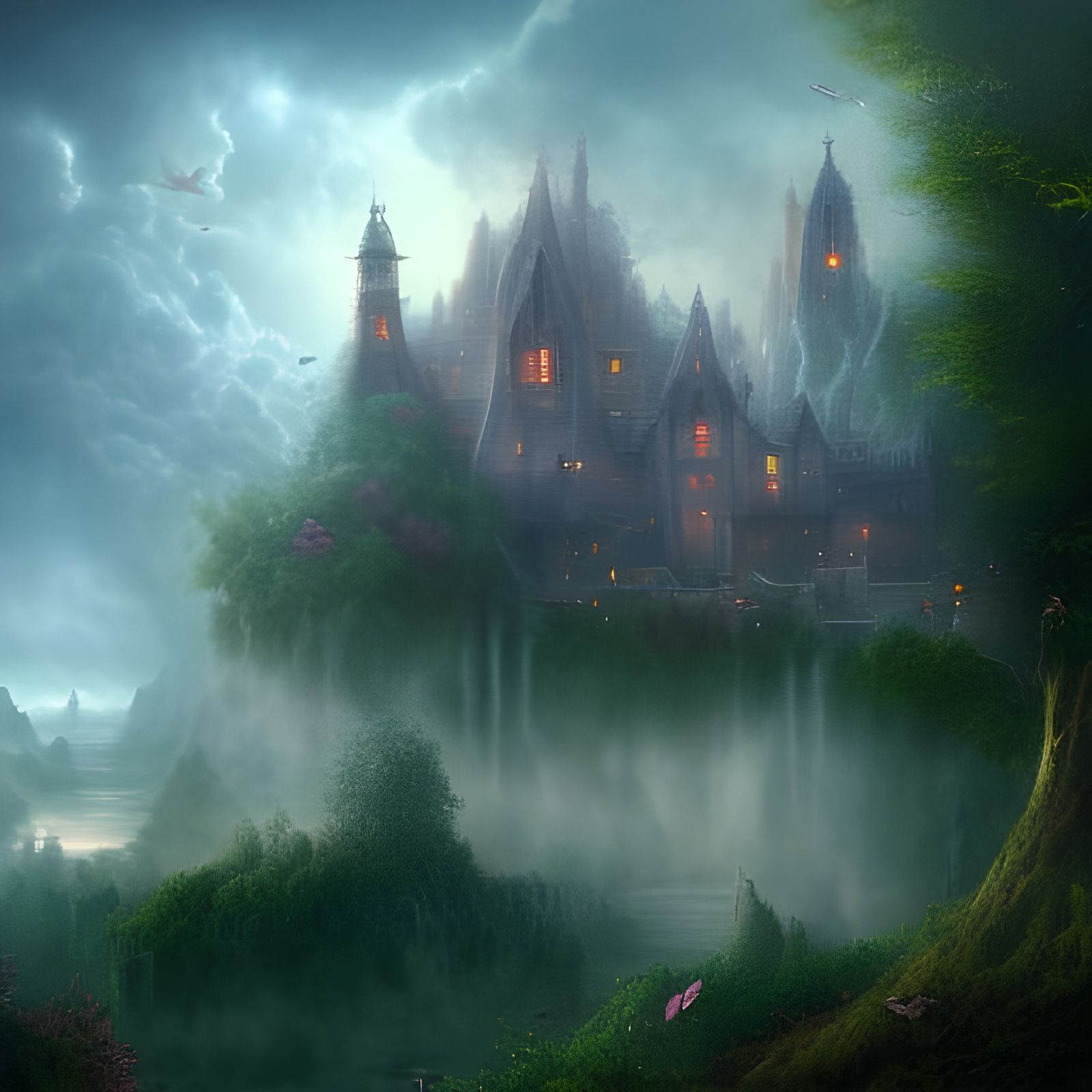 Magical Castle in Clouds: Fantasy Concept Art