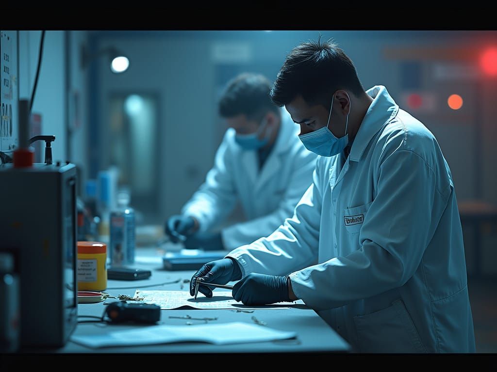 High-Tech Crime Scene Investigation in Futuristic Lab