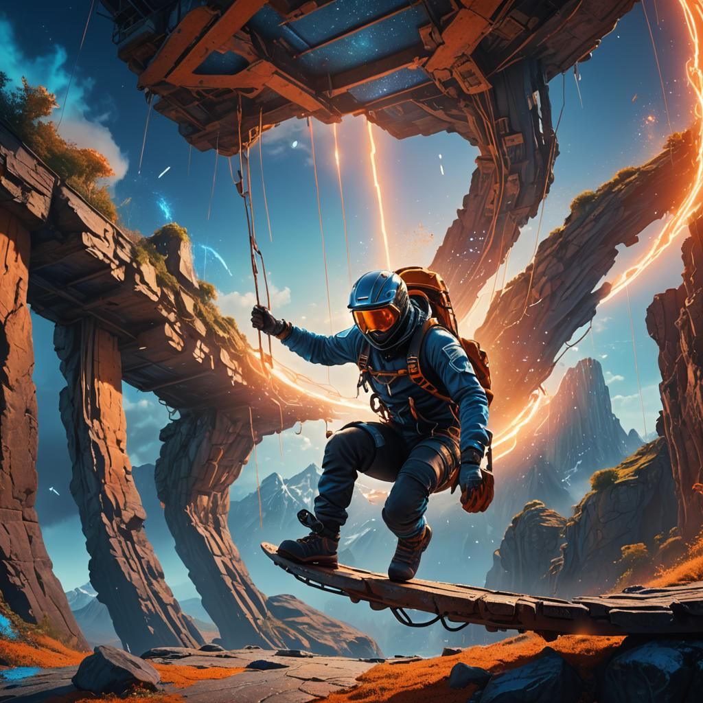 Athlete's Dynamic Landing on Springboard: Fantasy Concept Ar...