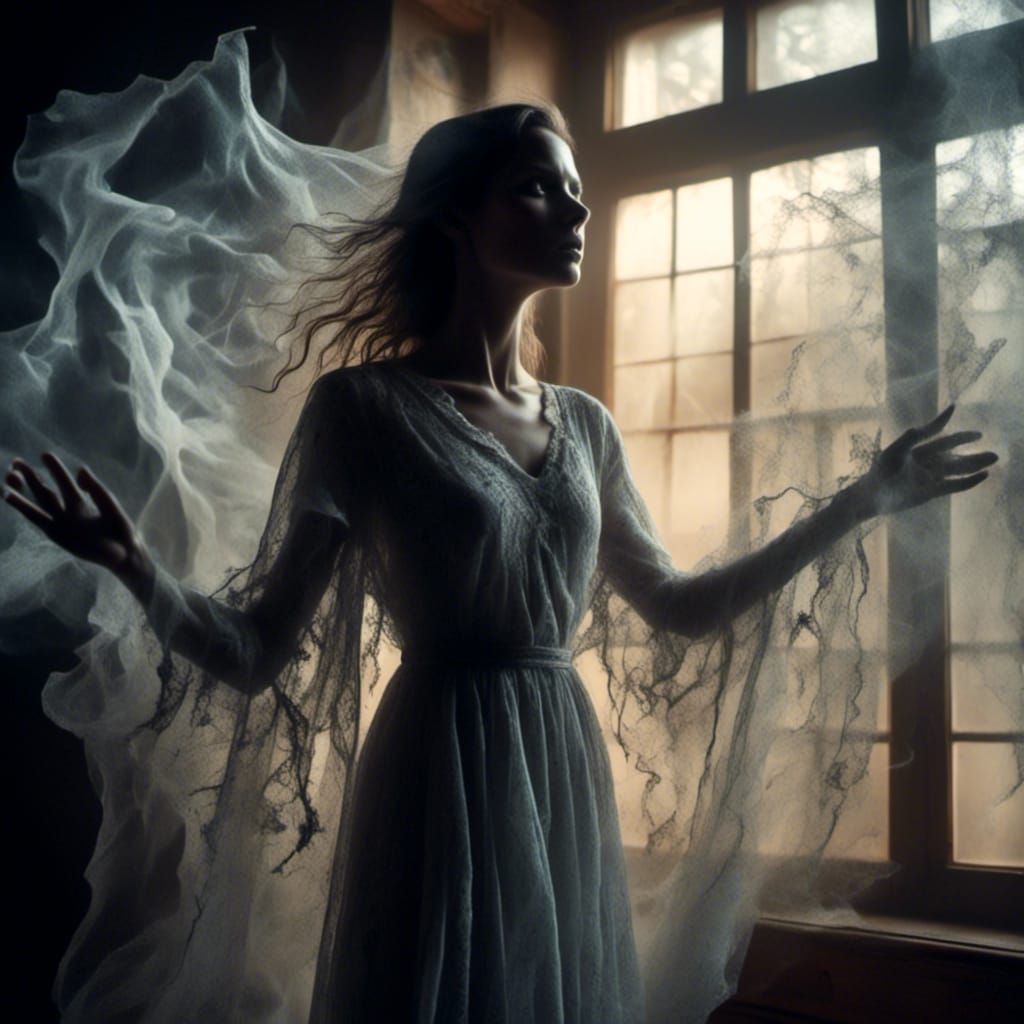 Ghost Portrait head and shoulders of a woman