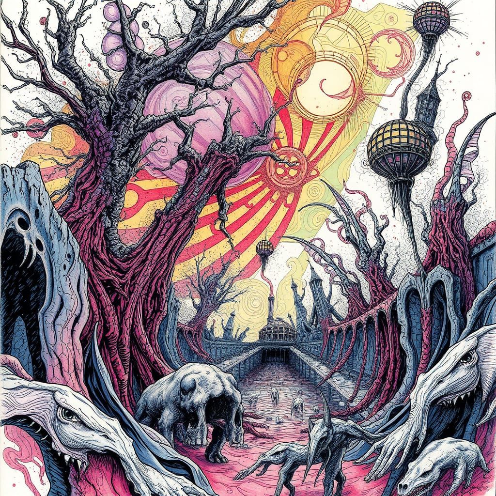 Surreal Cityscape in Hyperdetailed Photorealism