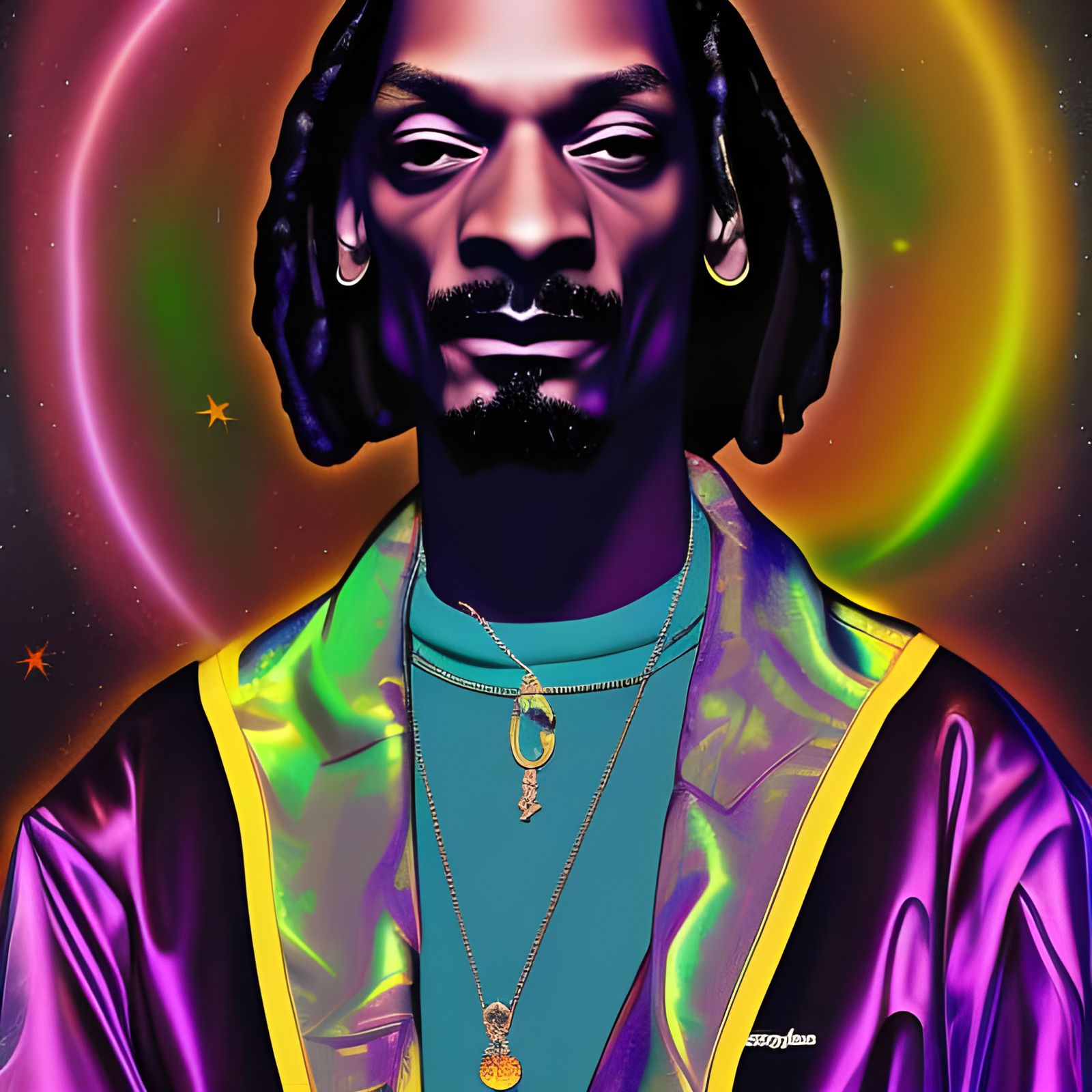 Holographic Cosmic Snoop Dogg Illustration