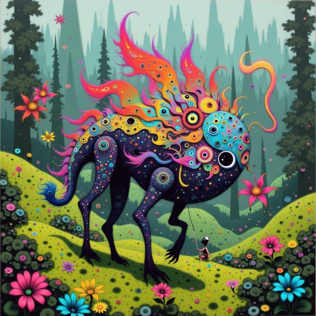 Mystical Indus Valley Creature in Whimsical Style