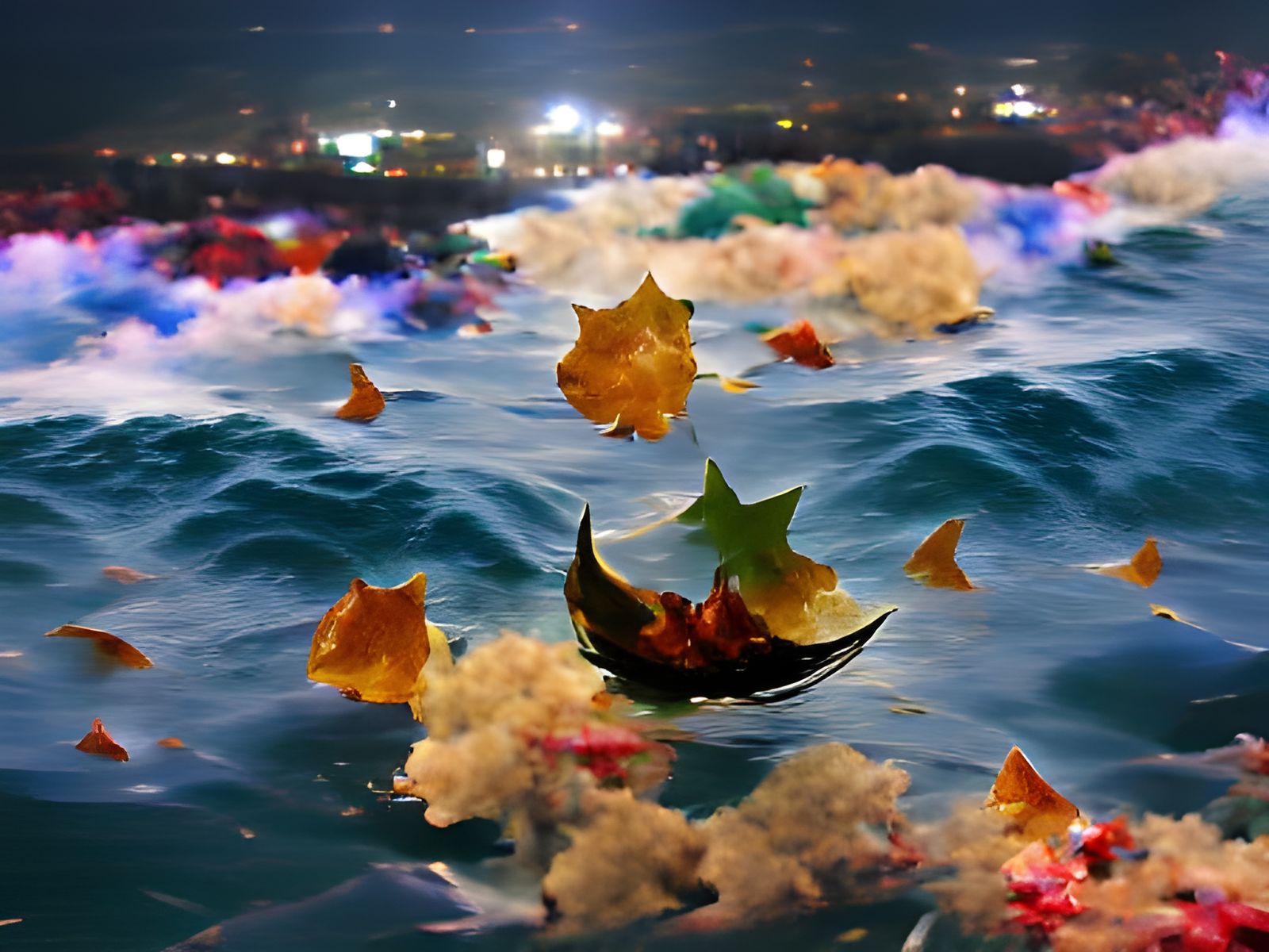 Falling leaves in the ocean of dreams.