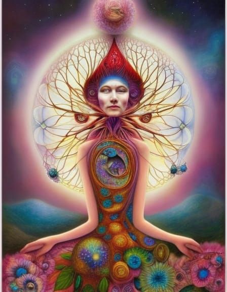 Surreal Brain Network in Watercolor Style