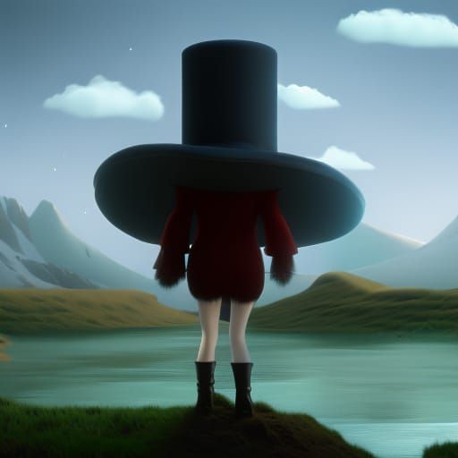 Kate Bush as Magritte Oil Painting