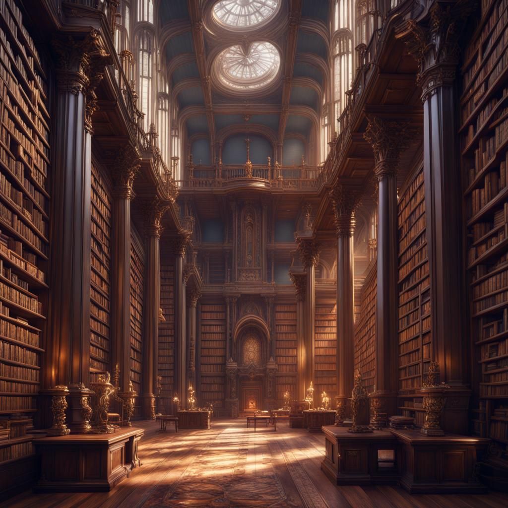 Fantastical Library Interior Concept Art