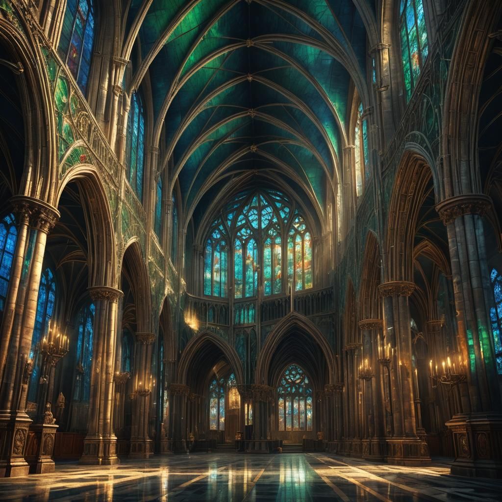 Gothic Cathedral Interior in Dark Fantasy Style