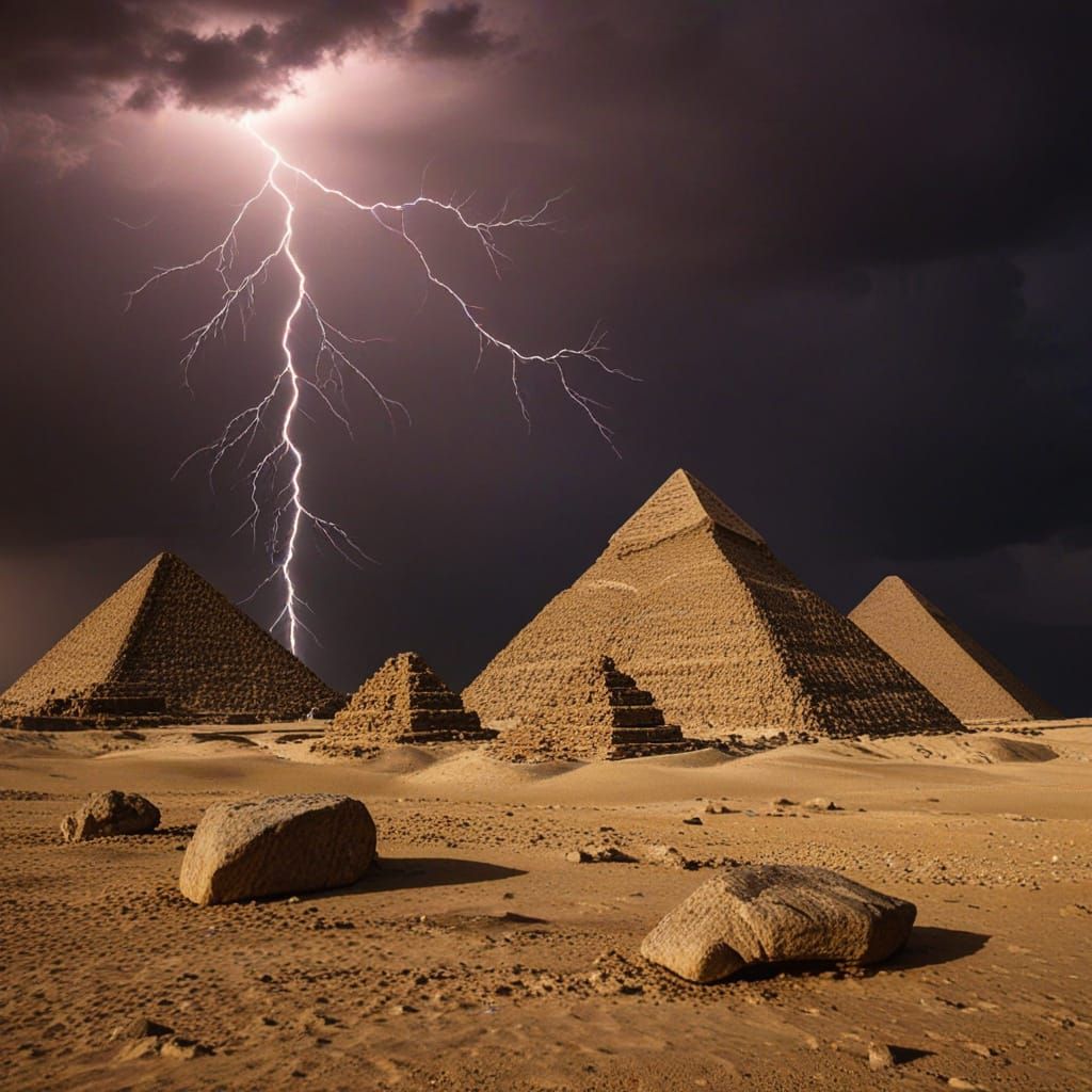 Pyramids of Egypt Struck by Lightning
