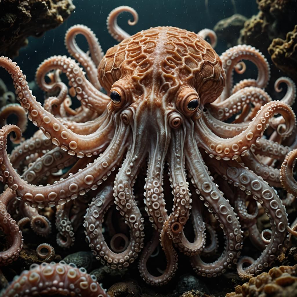 Hyperrealistic Octopi in Cinematic Composition