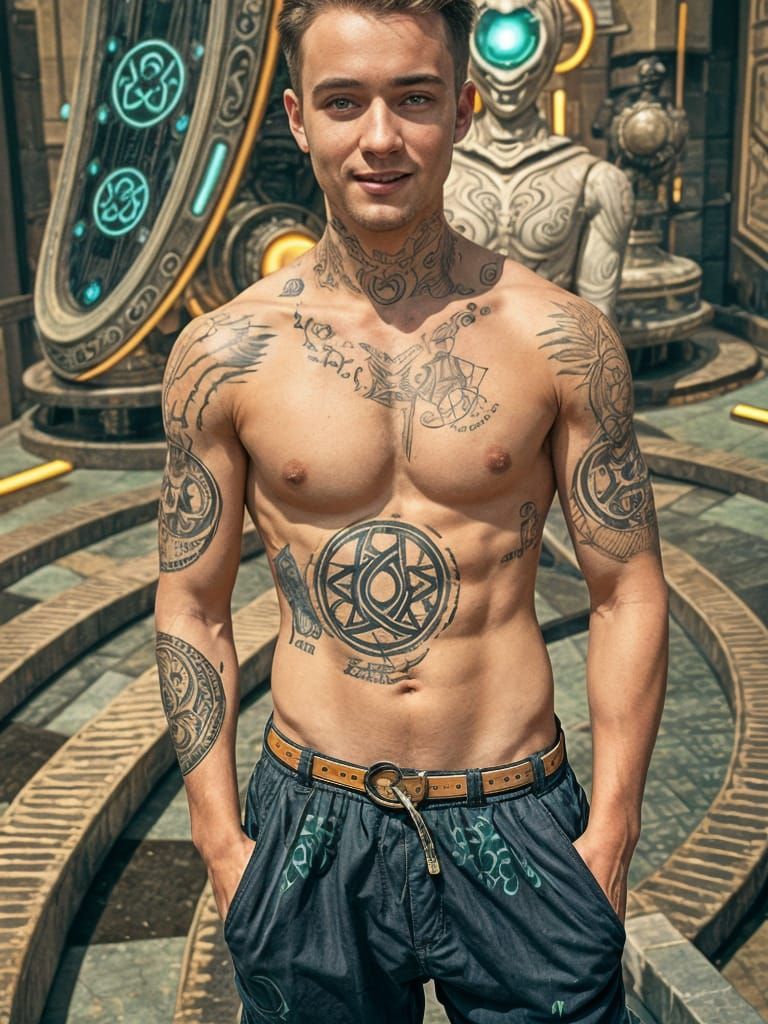 Celtic Tattoo Fantasy Concept Art in a Sci-Fi Setting