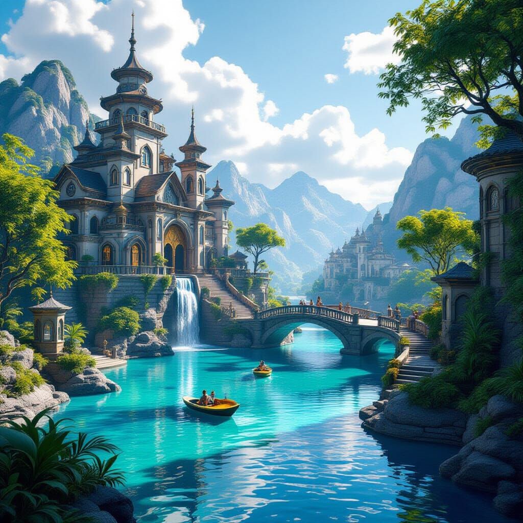 Fantastical Deep Color Matte Painting of a Relaxing Place