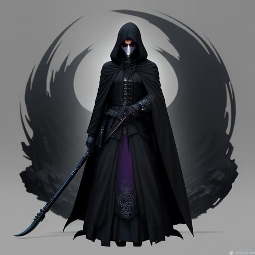 Eerie Anime Grim Reaper in Misty Graveyard