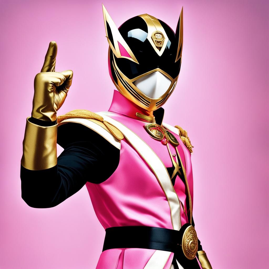 Powerful Pink and Black Armored Warrior, Propaganda Poster S...