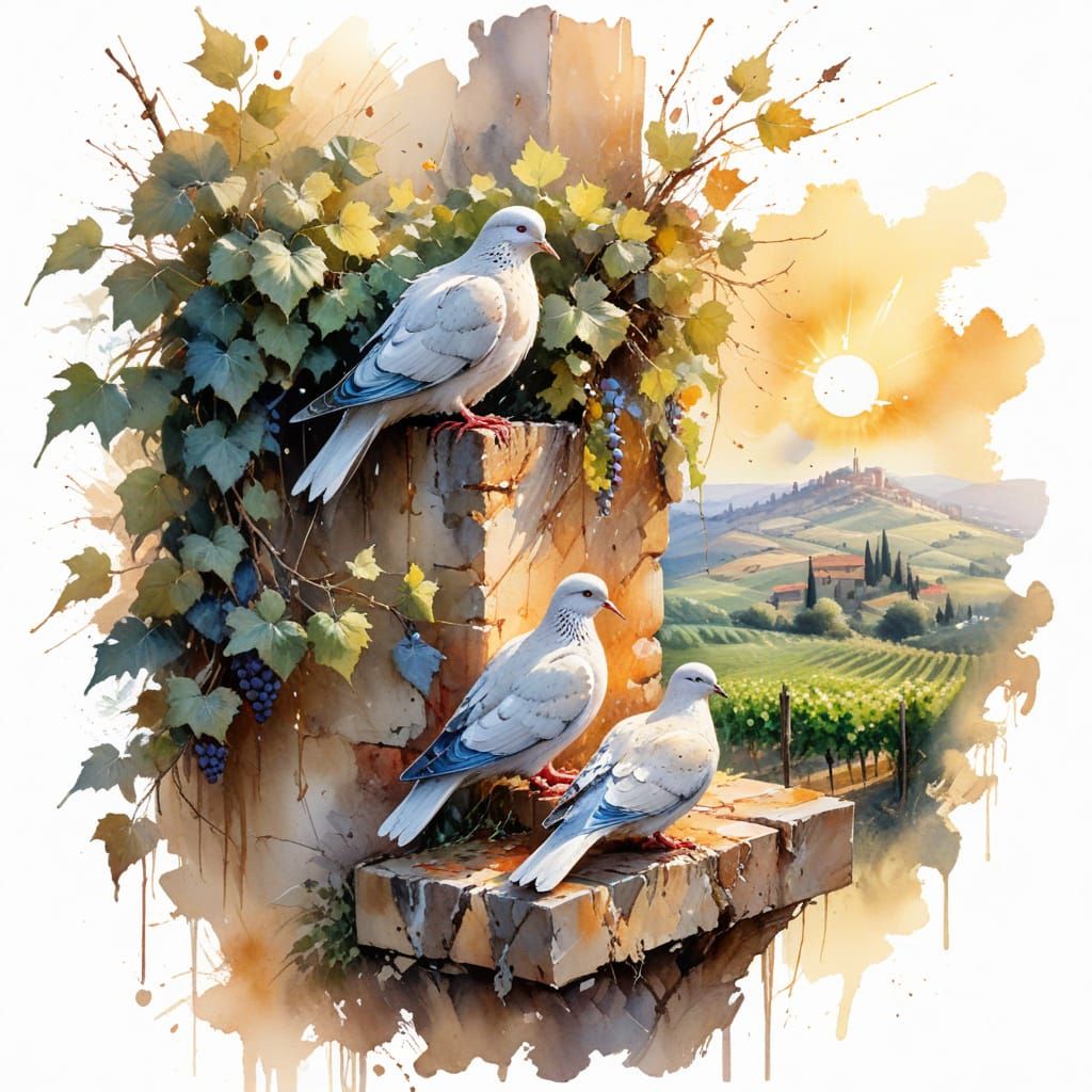 Rustic Tuscan Vineyard in Golden Hour