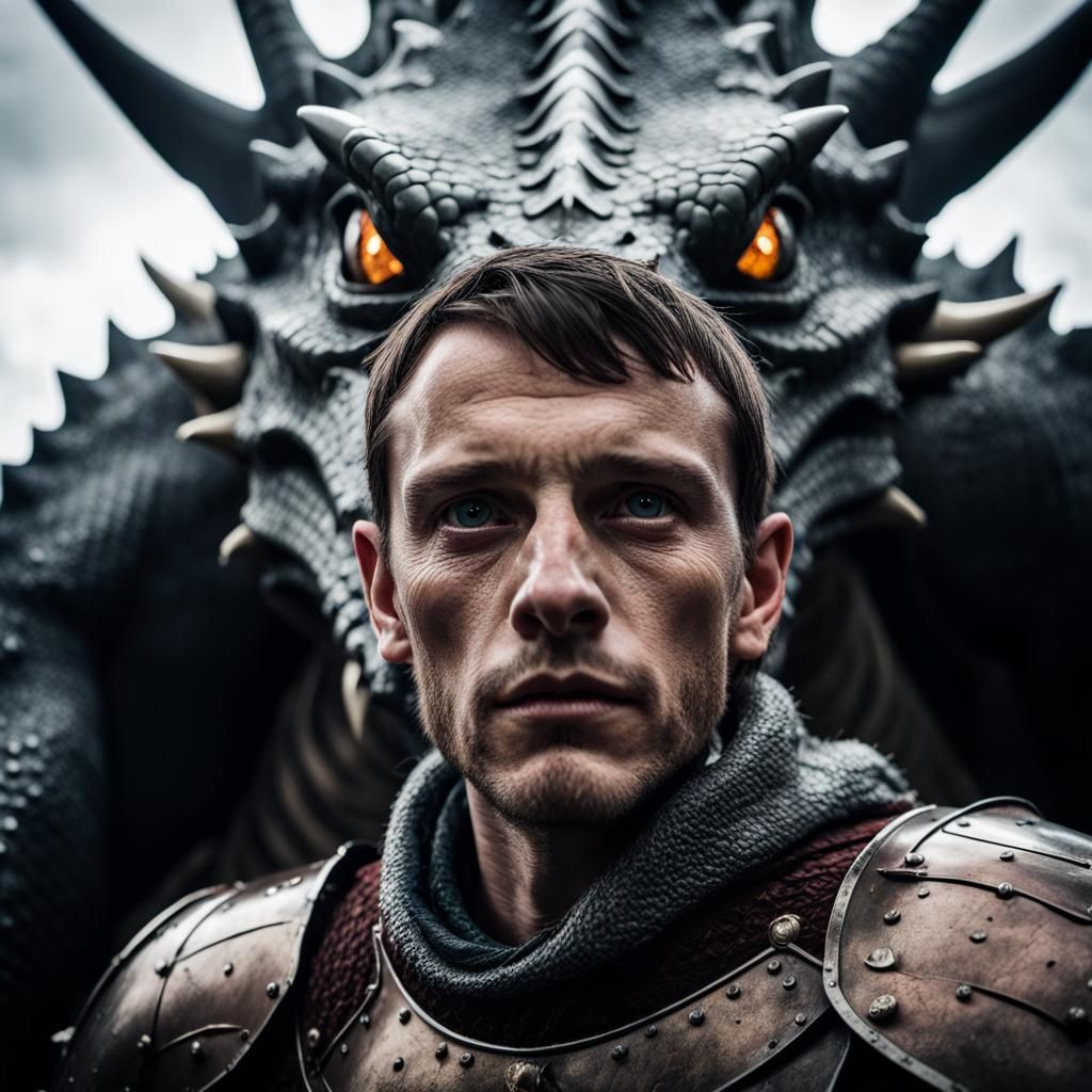 Knight Confronts Dragon: Ambient Light Portrait