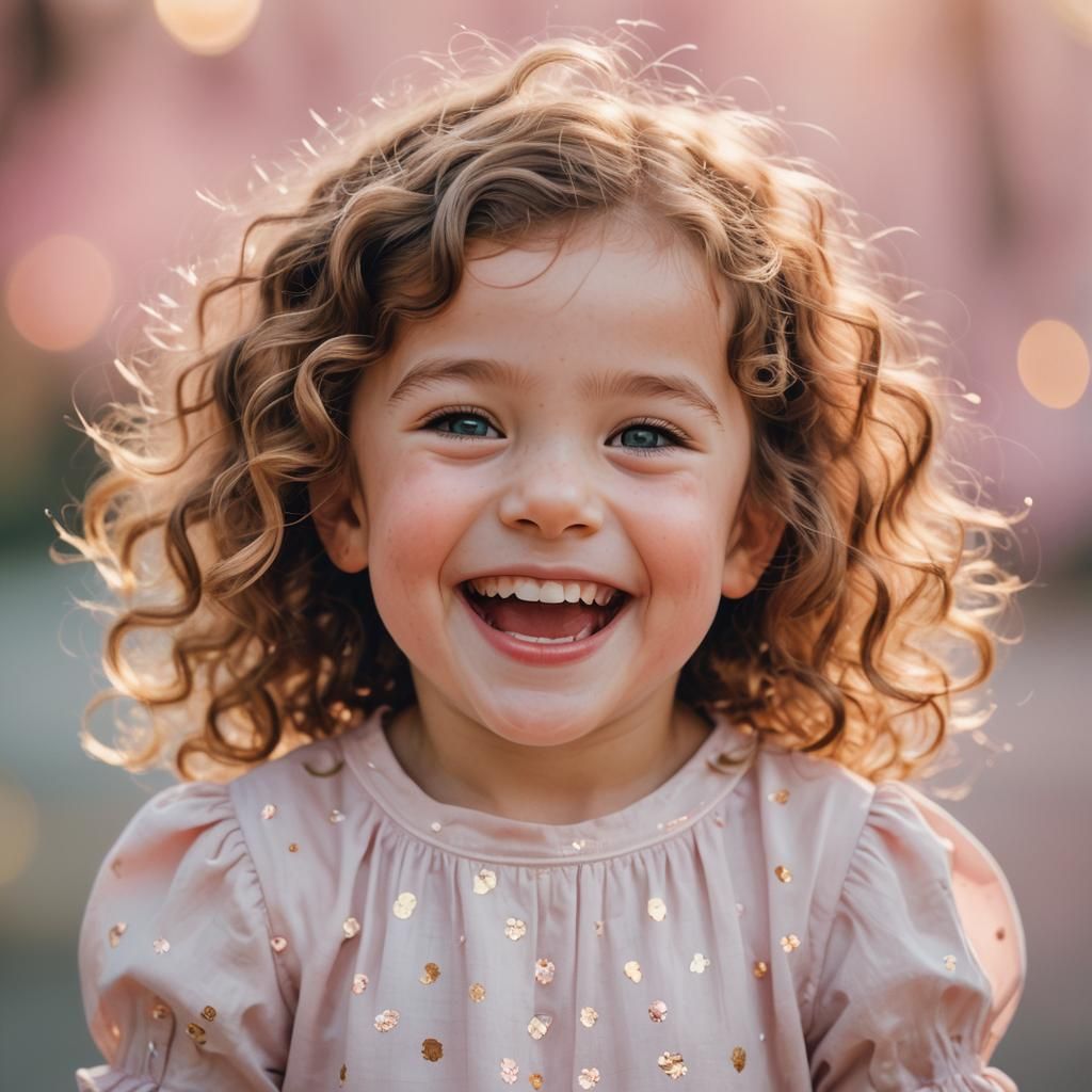 Laughing Girl Portrait in Golden Light