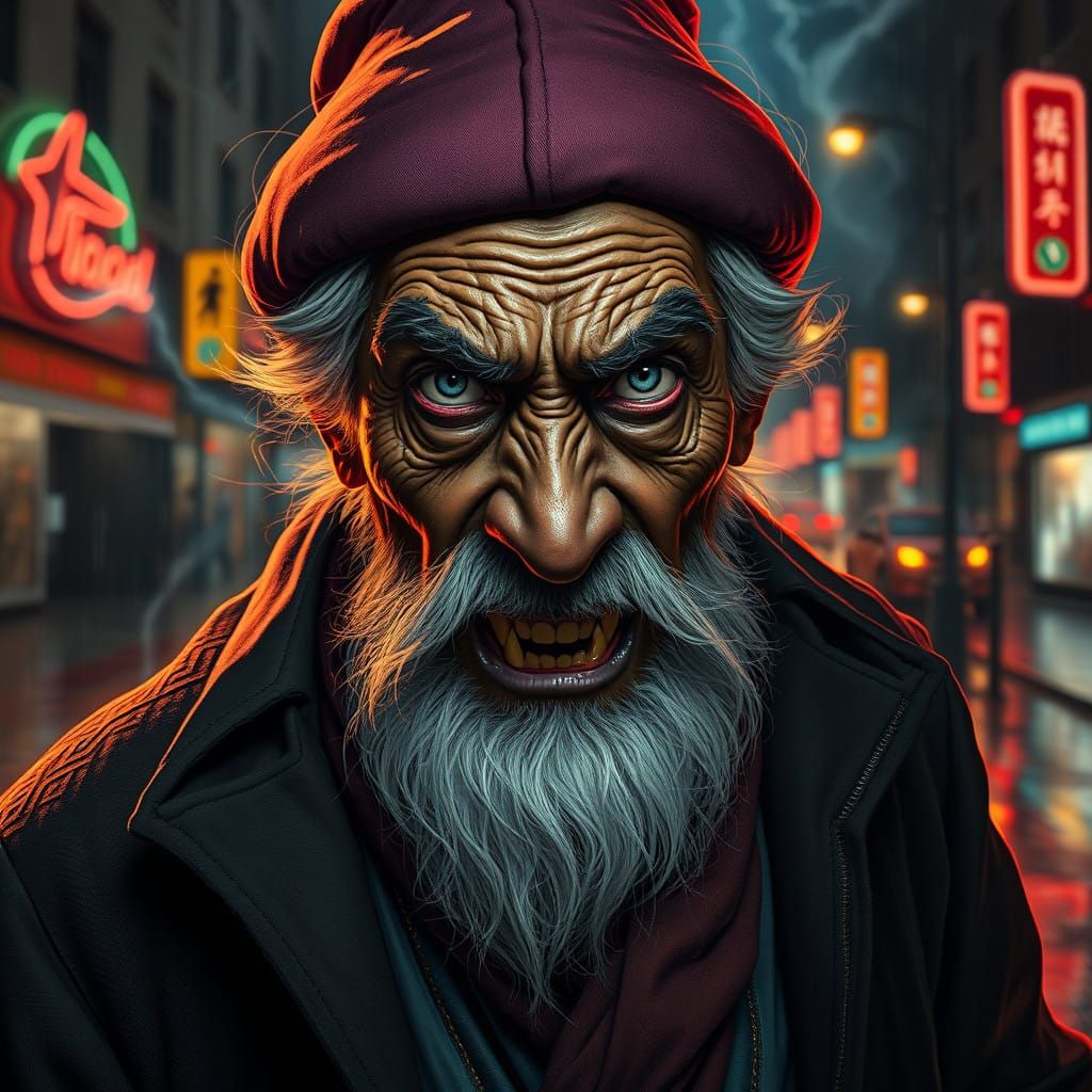 Stormy Wizard in Modern Attire