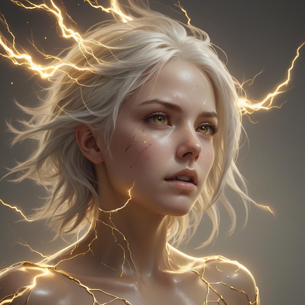 Lightning Spirit Encased in Glass, Hyperrealistic Art