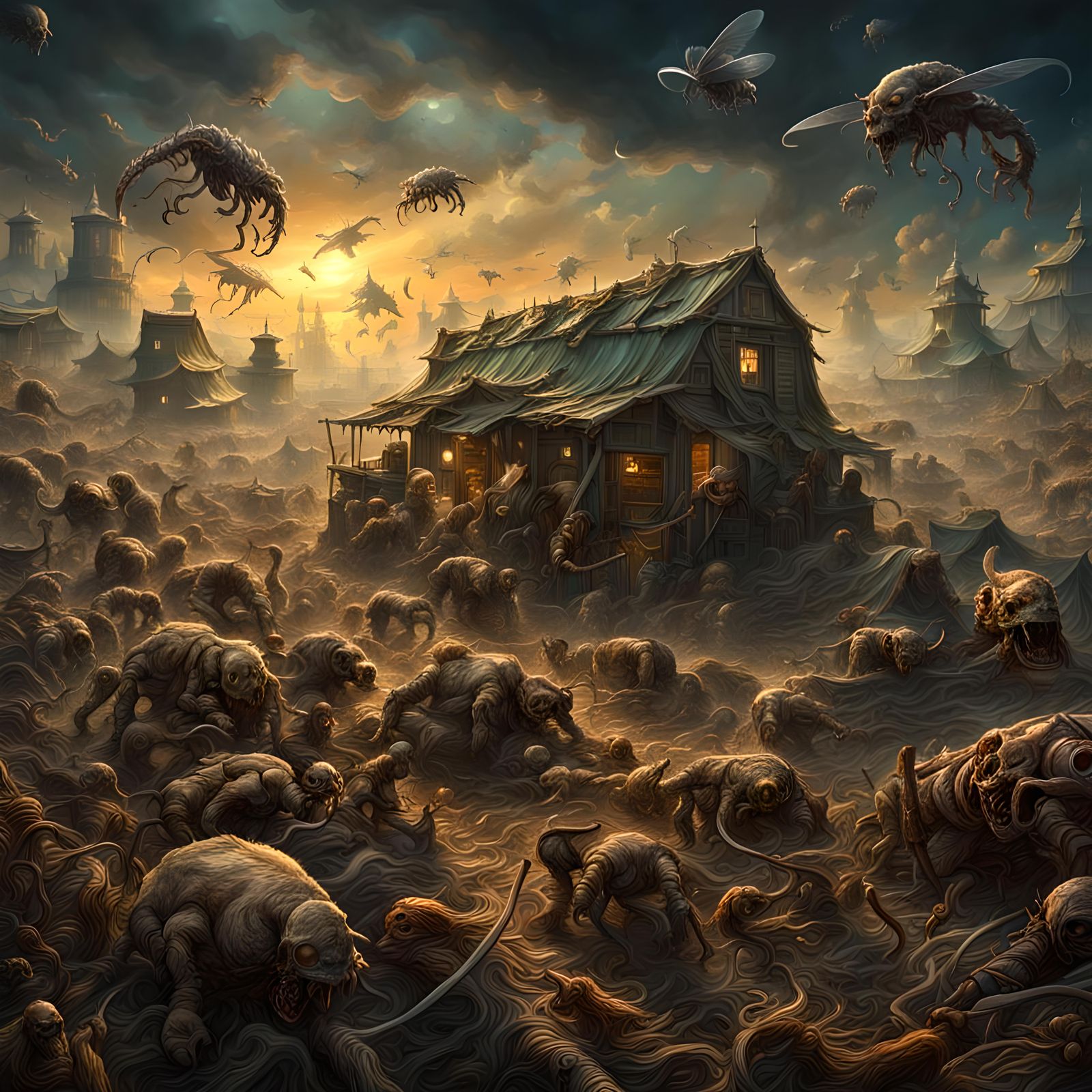 Epidemic Sweeping the Land: Hyperdetailed Masterpiece