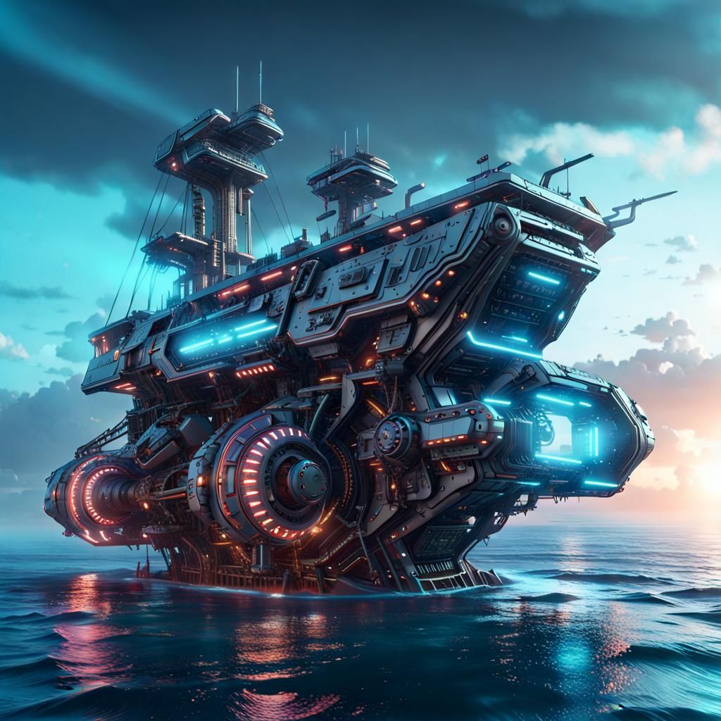 A futuristic battleship