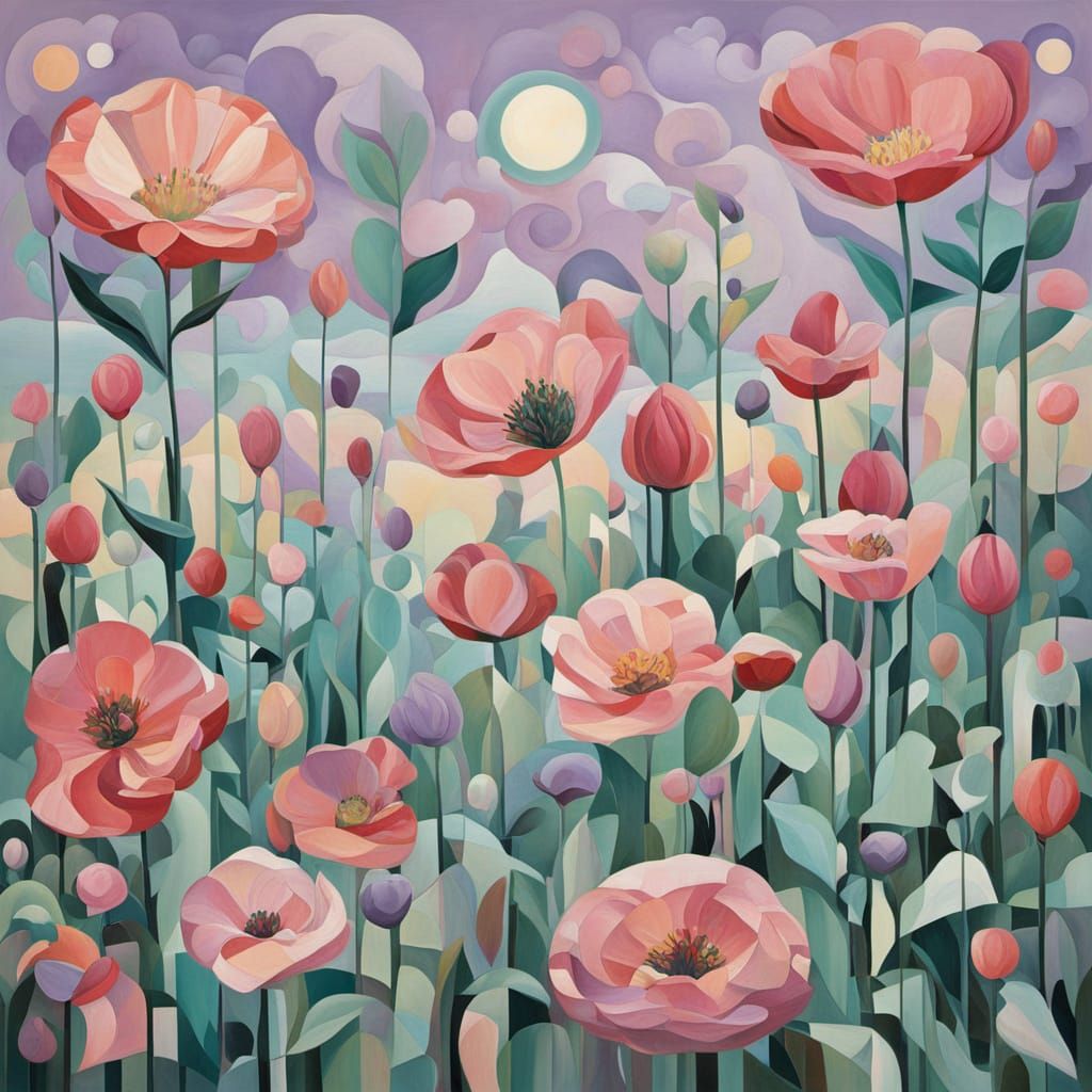 Abstract Cubist Painting of Jelly Bean Reno