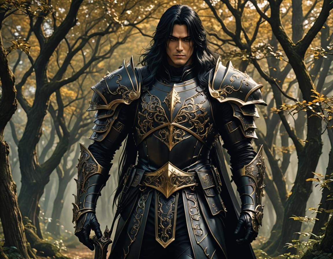 Ashram the Black Knight: Detailed Digital Art