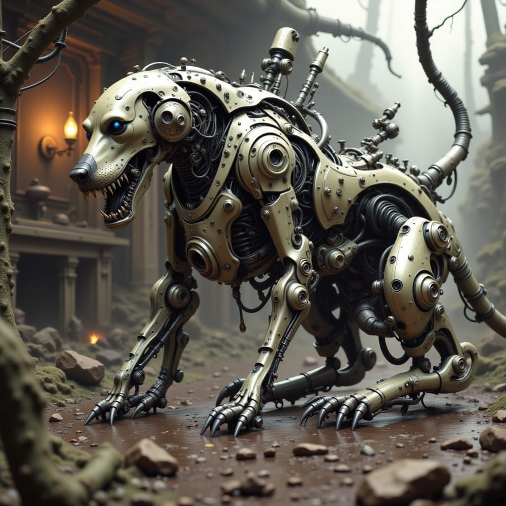 Intricate Mechanical Dog Design