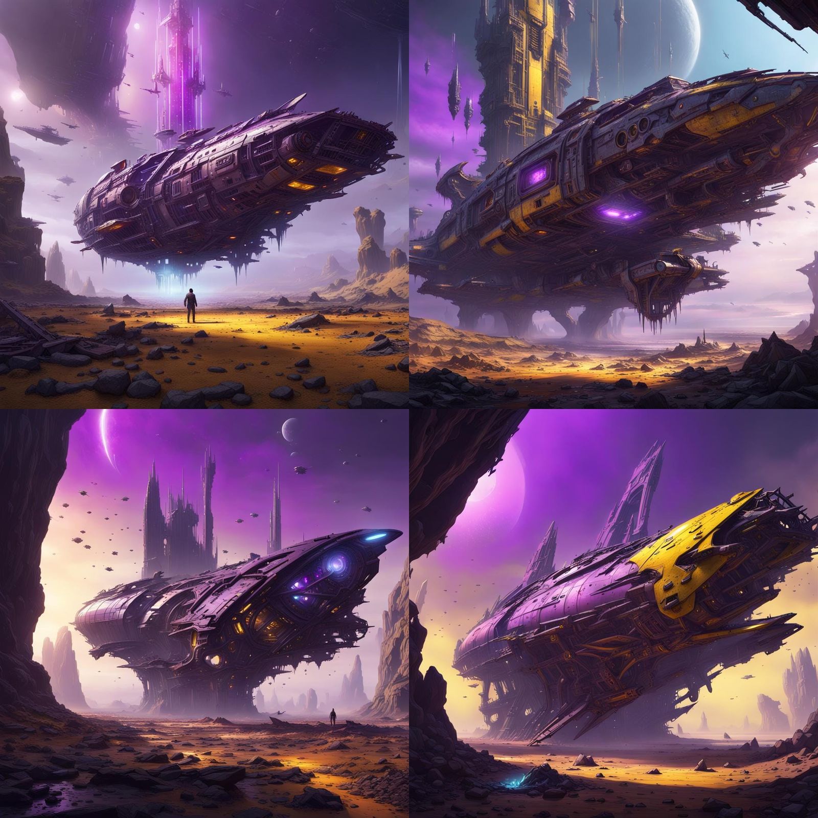 Wrecks in Open Space: Dark Fantasy Concept Art