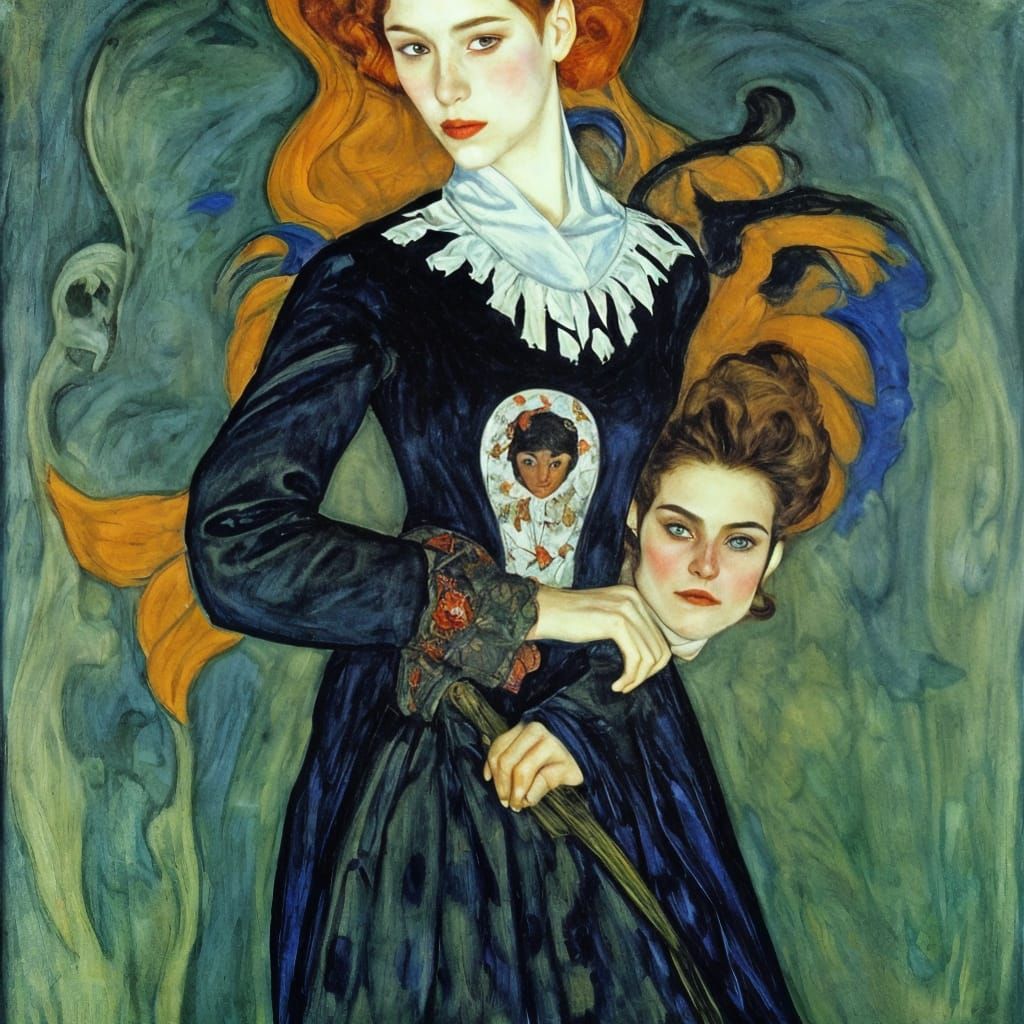 Ethereal Vampire Portrait Inspired by Art Nouveau