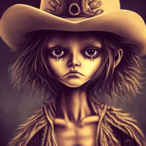 Detailed Chibi Cowboy with Reflective Eyes