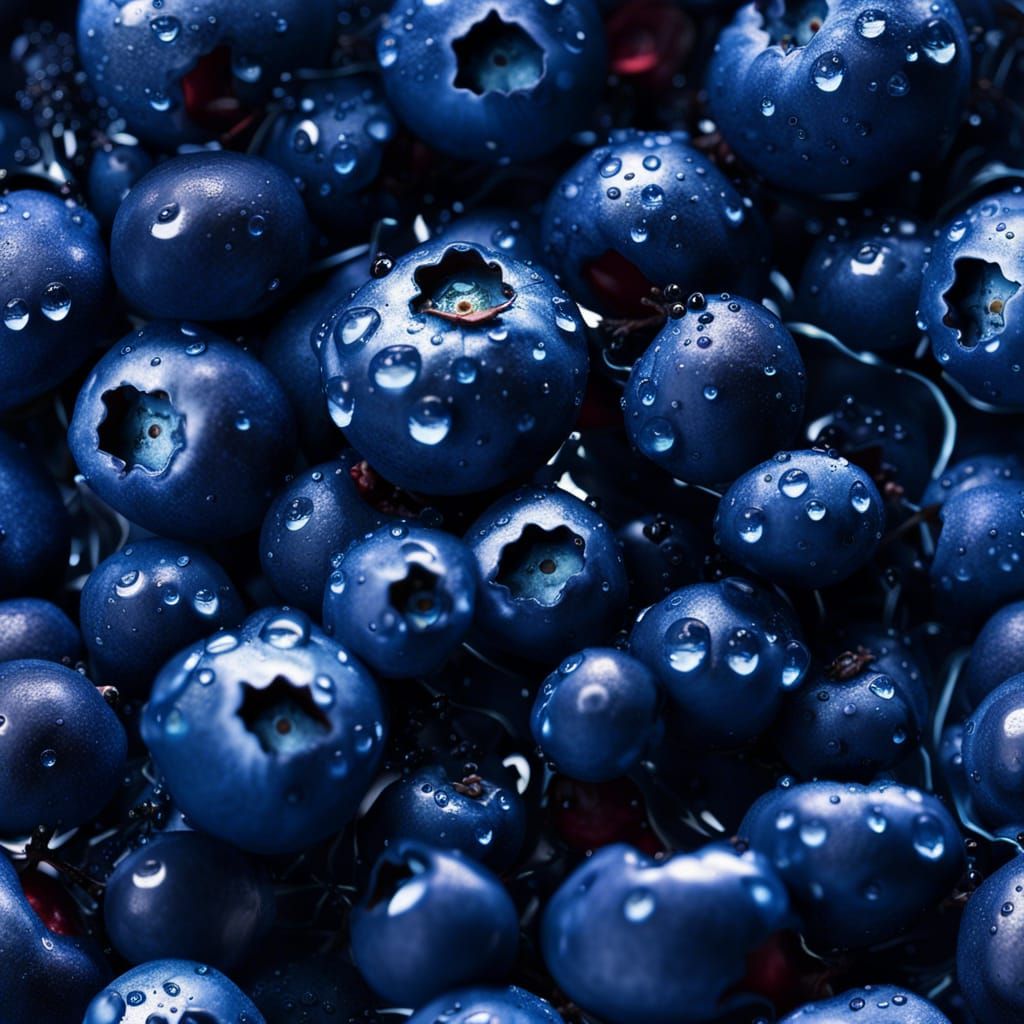 Ghibli Style Macrophoto of a Juicy Blueberry