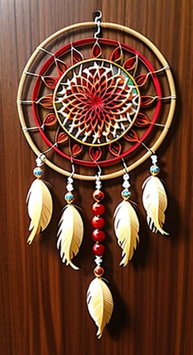 Vibrant Fractal Woodgrain Quilling Art in Kabuki Style