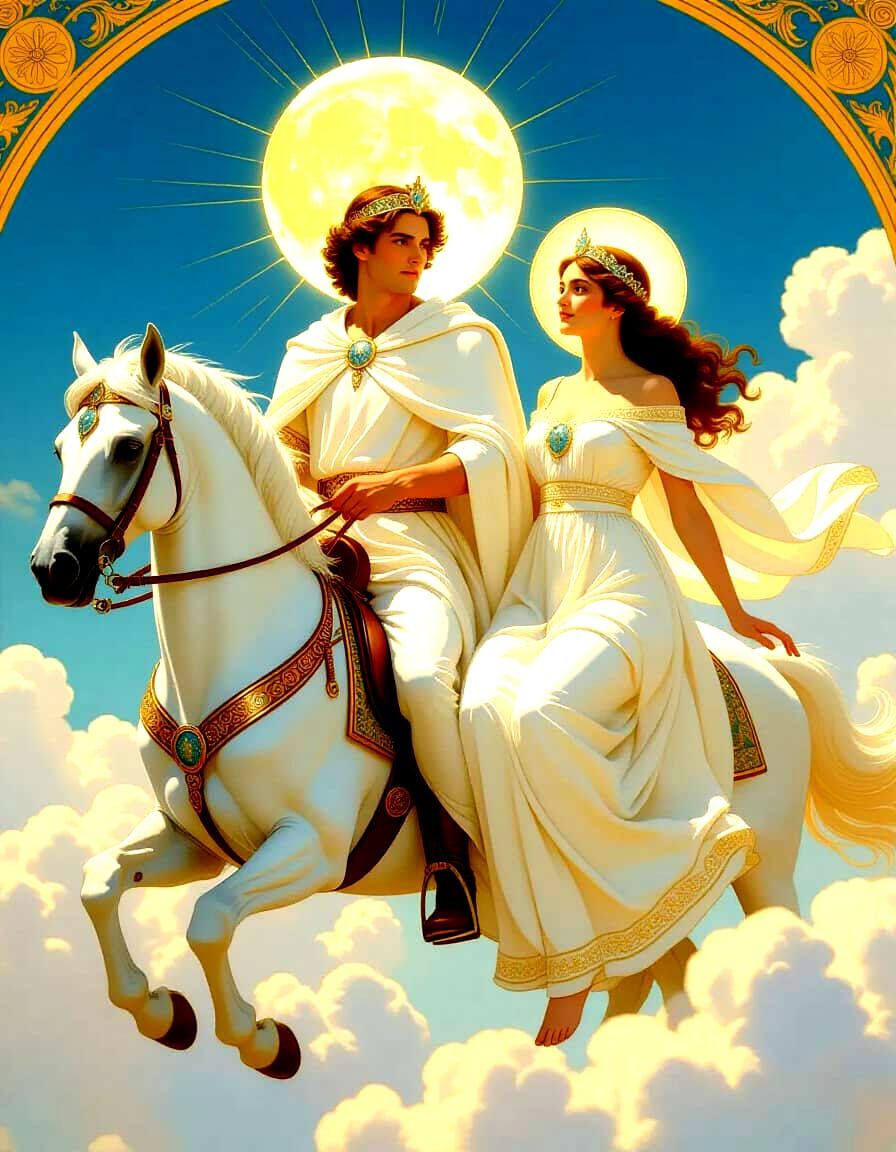 Apollo on Horseback, Sun and Moon Deities