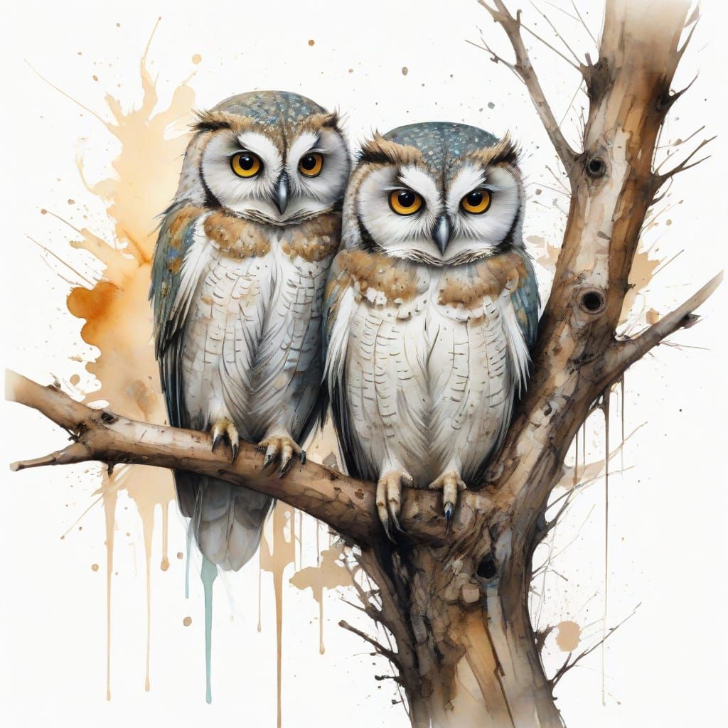 Whimsical Owlets Sock Design in Watercolor Style