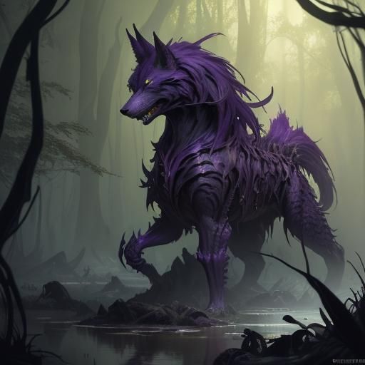 Toxic Swamp Fox in Dark Fantasy Style