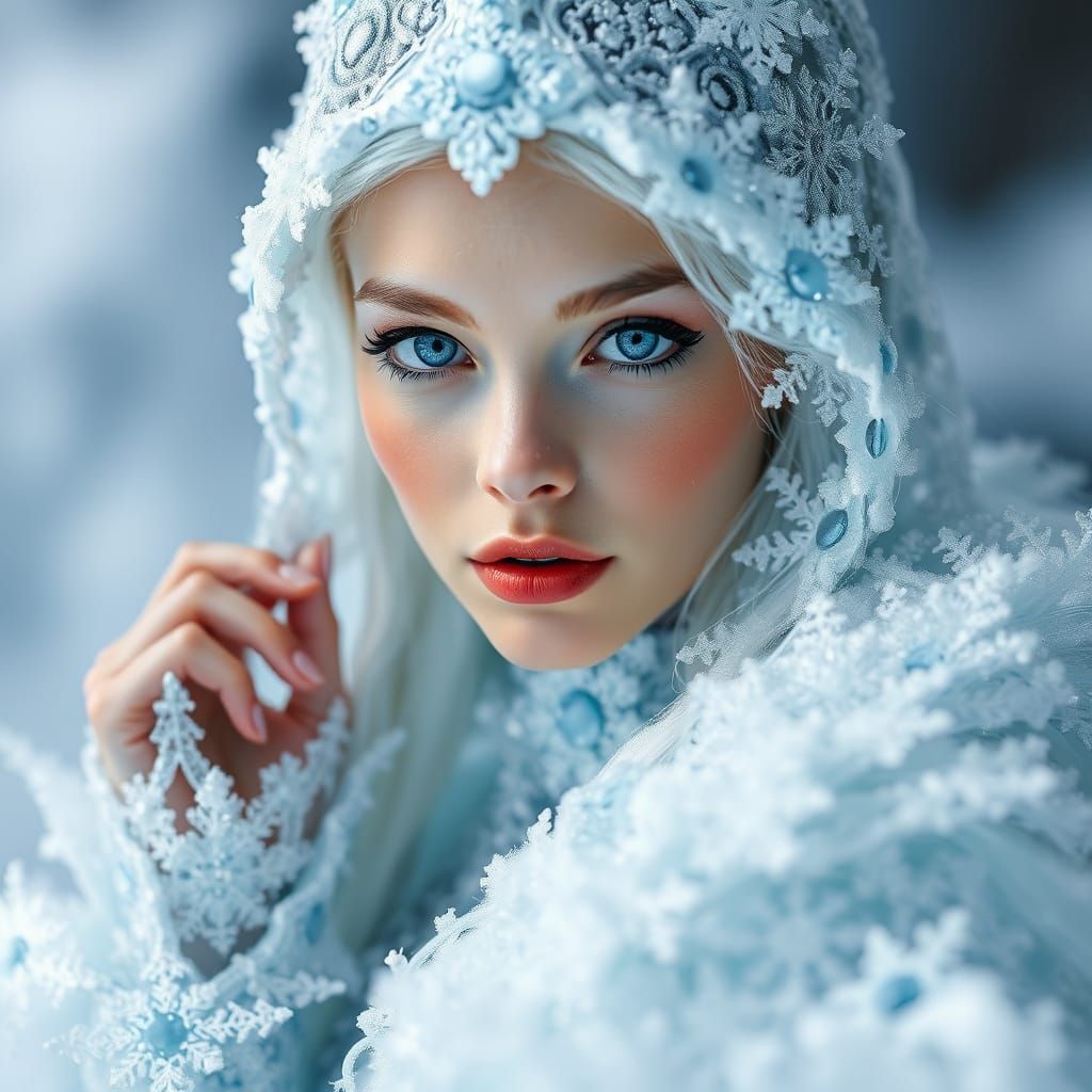 Enchanting Ice Princess in Frosty Regalia