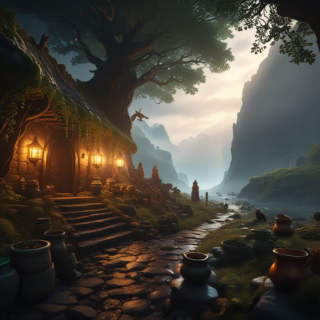 Ethereal St Patrick's Day Ferret in Vibrant Rainbow Landscap...