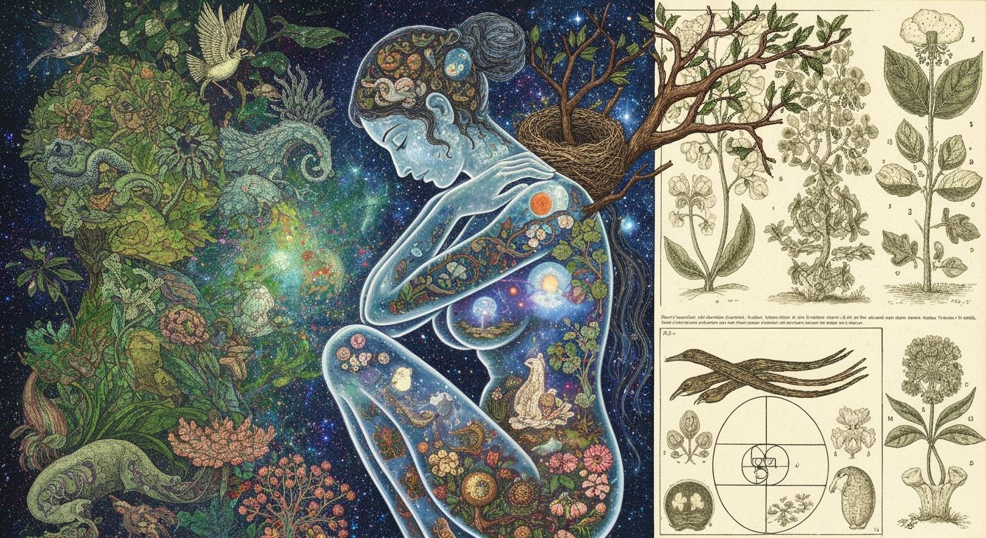 Ethereal Bioluminescent Figure in Darlington-Haeckel Style