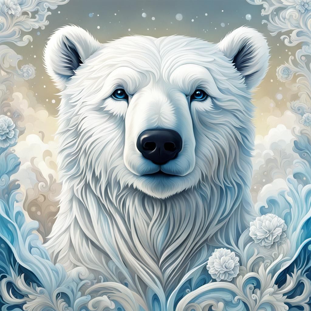 Chibi Polar Bear Portrait in Anime Style