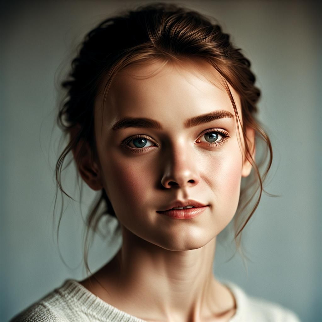 Natural Beauty Portrait: 90s Style, Warm Cinematic Tones