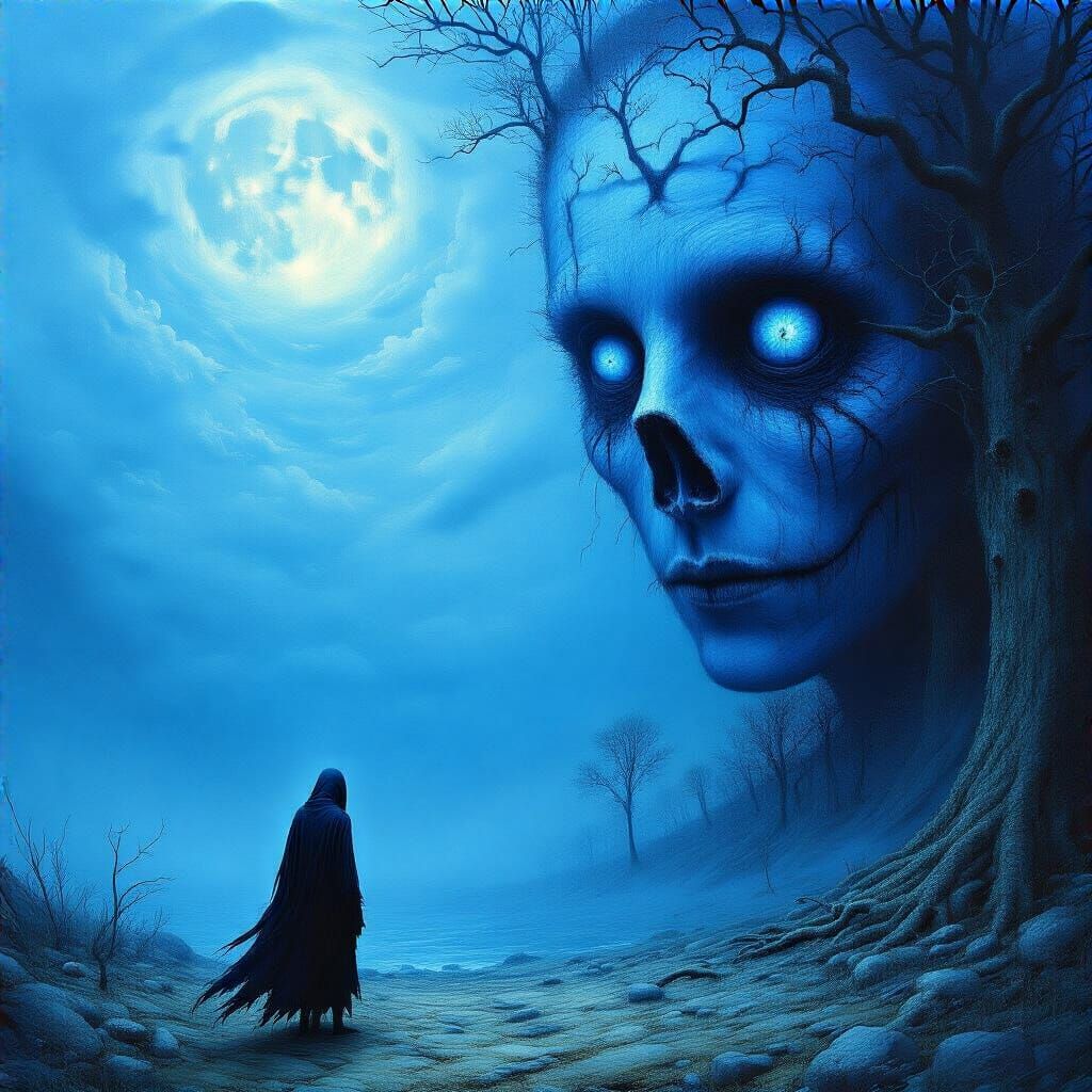 Grimdark Blue Surrealism Art