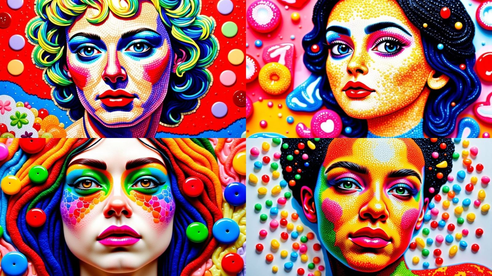 Vibrant Candy Mosaic Portrait in 3D Art