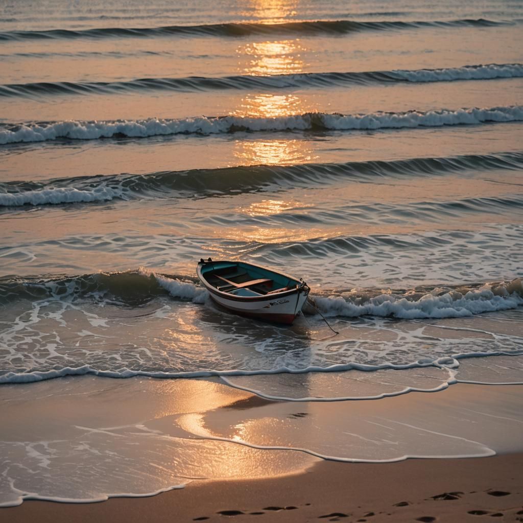 Sunset Boat on Sea: Professional Photography