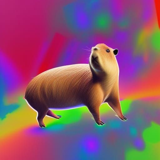 Capybara in Holographic Astral Cosmic Illustration